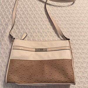 GUESS Two-Tone Cream and Tan Crossbody Bag